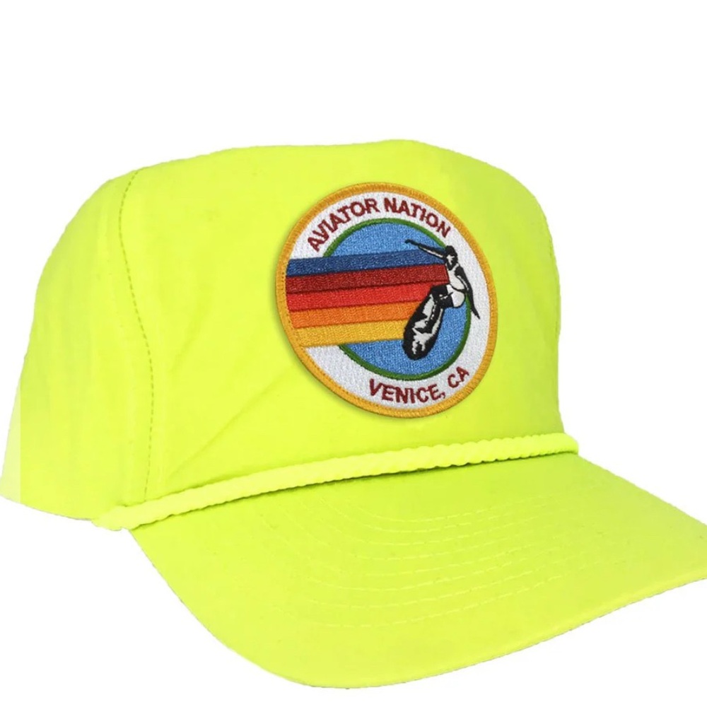 SIGNATURE VENICE VINTAGE NYLON TRUCKER HAT NEON YELLOW